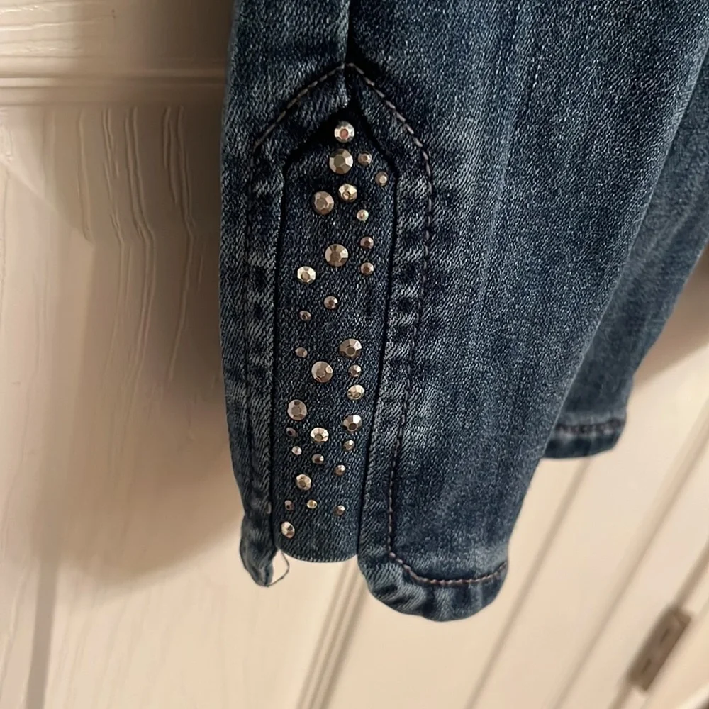 Secrets Collection David Vered Blue Capri Length Sequined Jeans Cotton-blend 12